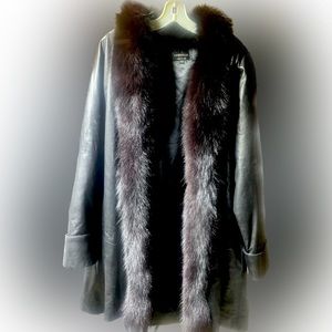 Women’s Leather Coat w/Mink Size L Damselle Made in New York